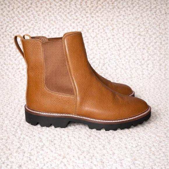 Madewell Leather Citywalk Chelsea Lug Sole Boots Brown English Saddle Size W 11 - Picture 2 of 10